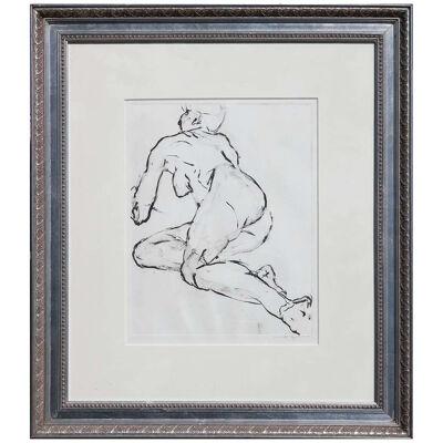 '85 Abstract Figurative Female Nude Black & White Print by James W. Byrd, Framed