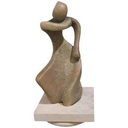 Abstract Expressionist Stone Goncalvez Figure of a Women in Movement 1989