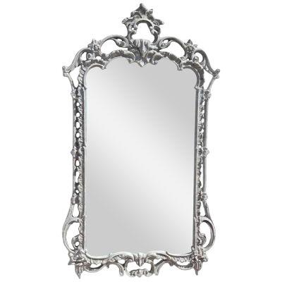 1950s La Barge Style White/Grey Washed Carved Mirror