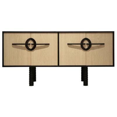 Custom Modern Two-Tone Natural and Black Credenza
