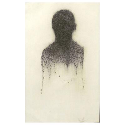 Ron Hoover Abstract Black Charcoal Figurative Pointillism Drawing 1980