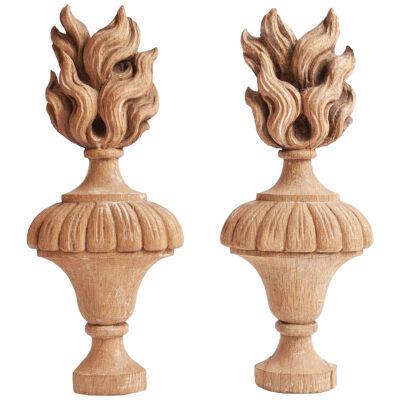 A Pair of French 18th Century "Flambeau" Torch Carvings