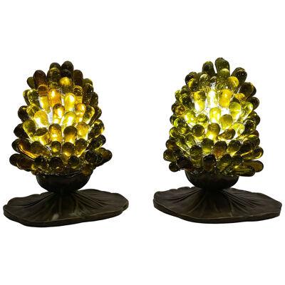 A Pair of French Glass Lamps