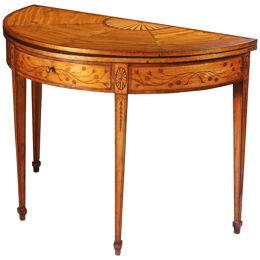 A George III satinwood and marquetry tea table