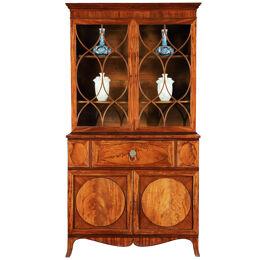 A Hepplewhite period mahogany secretaire bookcase