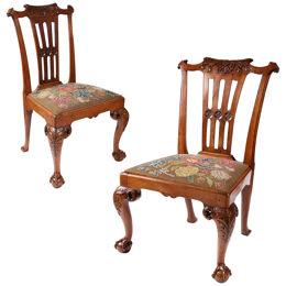 A pair of Irish George II walnut side chairs