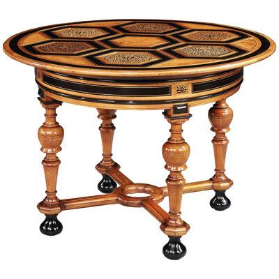 A late 19th century marquetry centre table