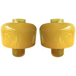 Pair of Yellow Murano Glass Lamps LT226 by Carlo Nason, Italy, 1970s