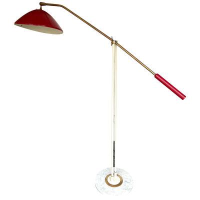 Mid-Century Reading Floor Lamp Brass lacquered Metal by Stilnovo, Italy, 1960s