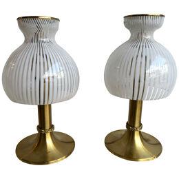 Pair of Lamps Brass and Murano Glass by Angelo Brotto for Esperia. Italy, 1970s