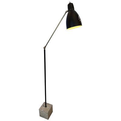 Mid Century Floor Lamp Brass and Lacquered Metal. Italy, 1950s