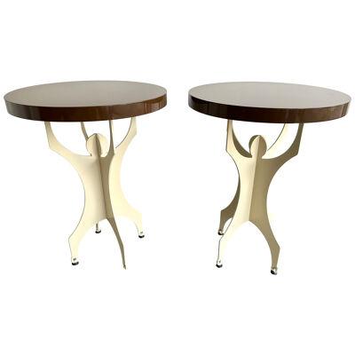Pair of Character Side Tables Lacquered Wood and Metal. Italy, 2000s