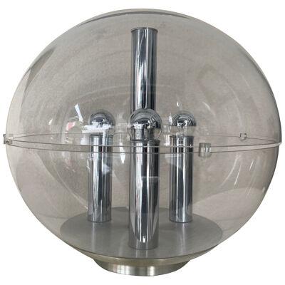 Large Space Age Lucite and Metal Ball Lamp, Italy, 1970s