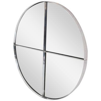 Large Steel Metal Round Mirror by Vittorio Introini for Saporiti. Italy, 1970s