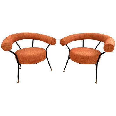 Mid-Century Modern Pair of Armchairs by IPE Bologne, Italy, 1950s