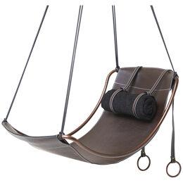 Modern Leather Sling Hanging Chair Now in A Slimmer Frame for Smaller Spaces