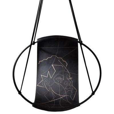 'Face of Africa' Genuine Leather Hanging Sling Hanging Chair by Studio Stirling