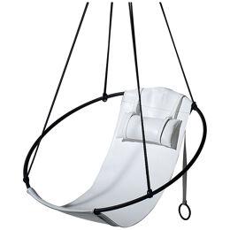 Sling Hanging Chair in White Leather