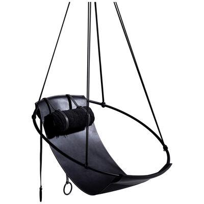 Sling Hanging Swing Seat in Thick African Black Leather