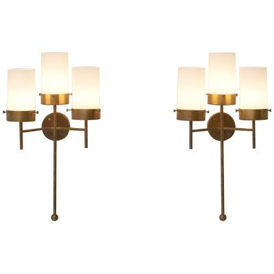 Pair of 2 Large Wall Lamps in Brass - 1960's