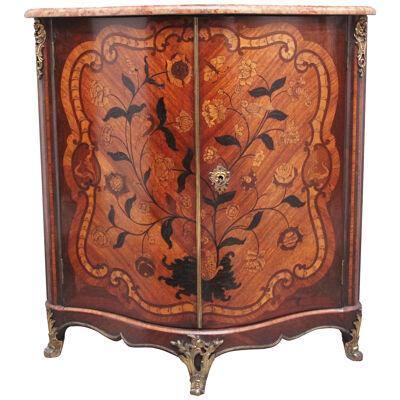 18th Century French inlaid tulipwood and marble top corner cupboard
