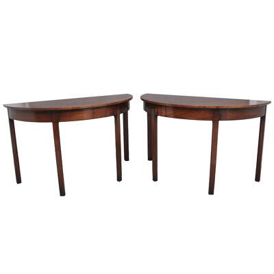 Pair of early 19th Century mahogany demi lune console tables
