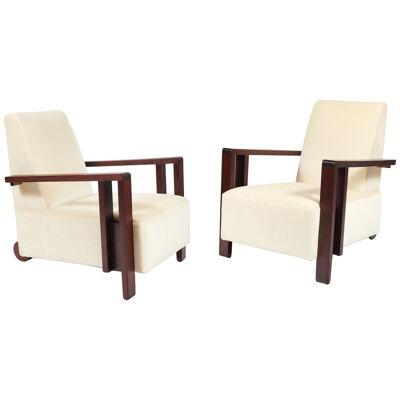 Pair of Solid Walnut Armchairs by André Sornay, circa 1933