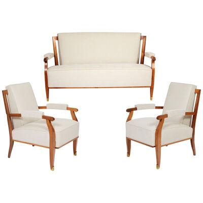 Sofa and two armchairs by Jules Leleu, circa 1950