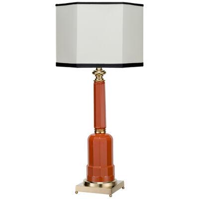 Novecento 261 orange, Jacaranda blown glass and brass table lamp