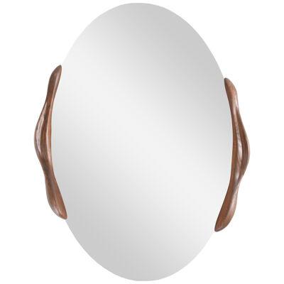 Amorph Oval Shaped Mirror in Graphite Walnut stain on Ash wood 