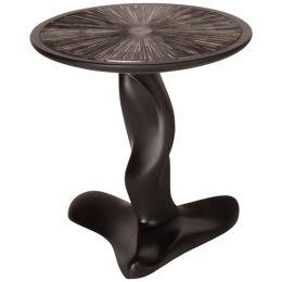 Helios Site Table Black Matte Lacquer with Silver Leaves Gilding 