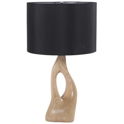Helix table lamp in Honey stain on Ash wood with black shade 