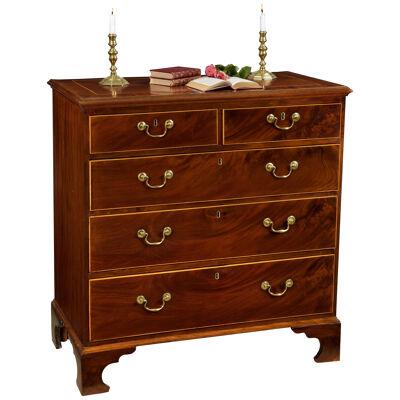 George III Mahogany and Boxwood Chest of Drawers