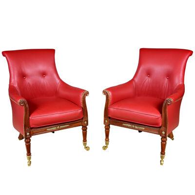 Pair of Regency Period Mahogany Library Armchairs by Gillows of Lancaster