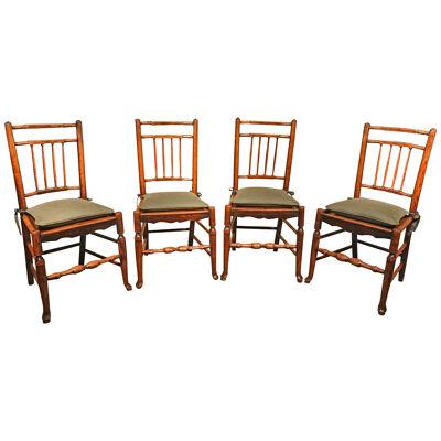 Set of Four Early 19th Century Ash Spindle Back Chairs