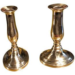 Two Early 18th. Century Brass Ejector Candlesticks.